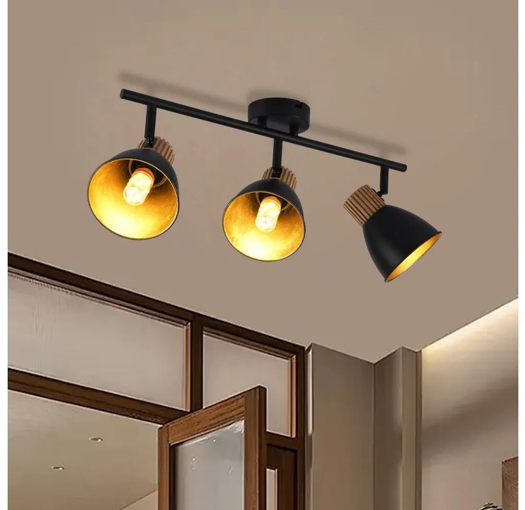 Brilagi - Faretto ODENSE 3xE14/10W/230V legno di caucciù/nero