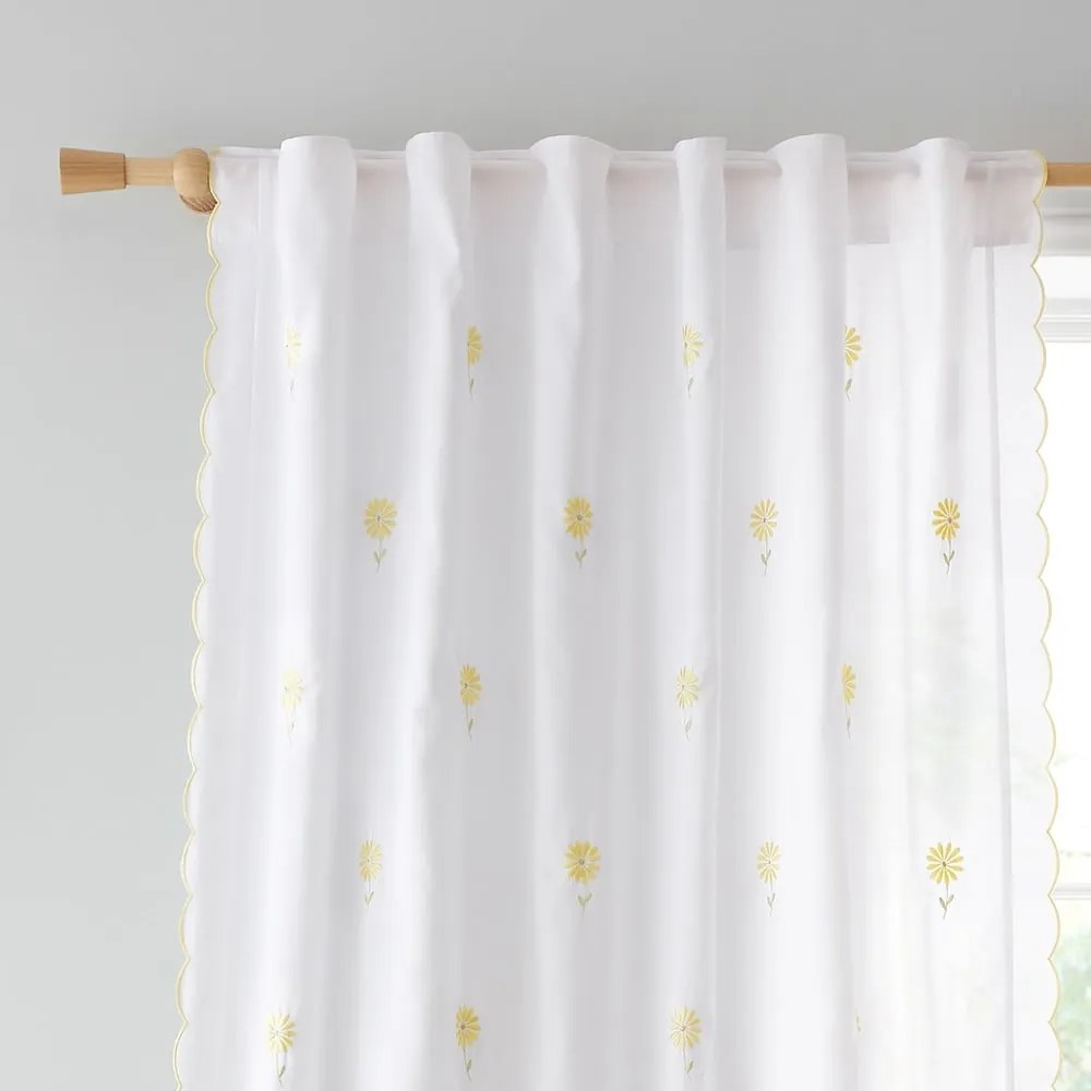 Tenda gialla e bianca 140x122 cm Lorna Embroidered Daisy - Catherine Lansfield