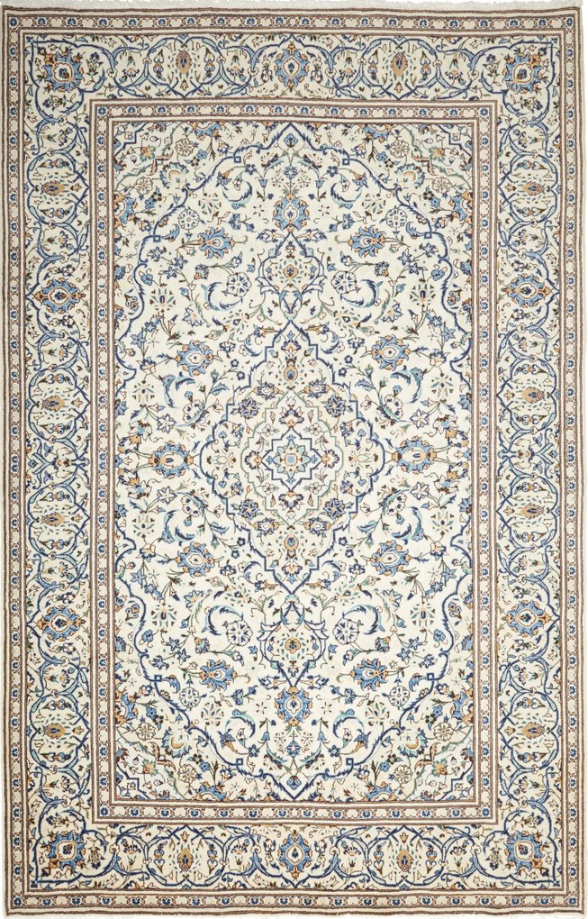 Kashan Tappeto 200x300 Beige (Iran) Annodato A Mano