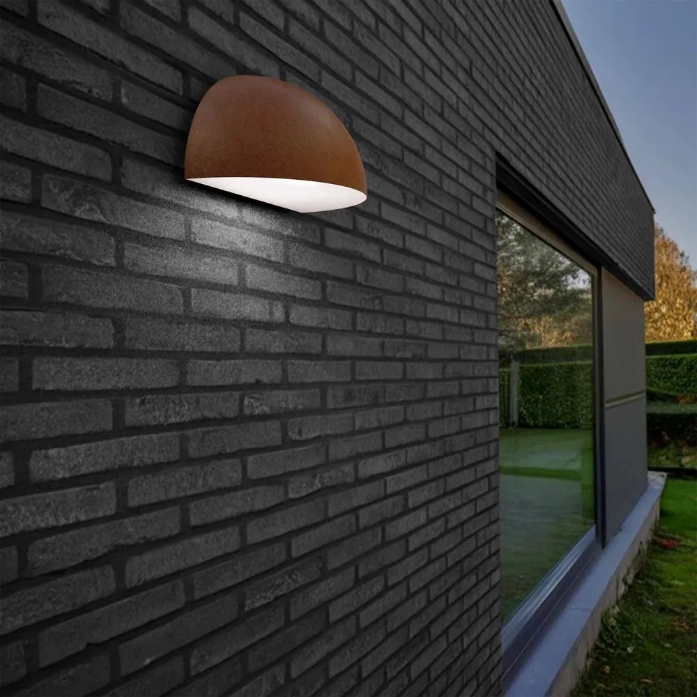 Applique Curva Monodirezionale con base E27, IP54 Corten - Serie BRINA Base E27