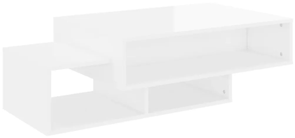 Tavolino da salotto bianco lucido 105x55x32 cm in truciolato