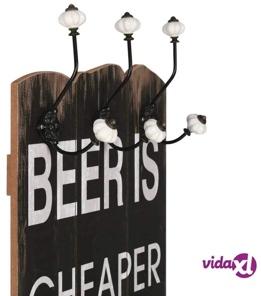 vidaXL Appendiabiti da Parete con 6 Ganci 120x40 cm