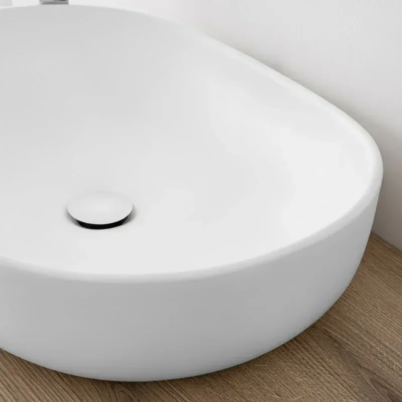Lavabo Da Appoggio Angolare In Ceramica | Bianco, 30x30x12 Cm, Ovale - Foto 10