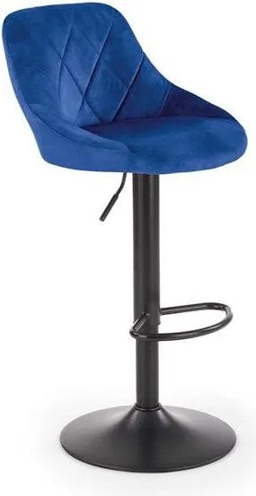 Sgabello da bar H-101 in velluto blu navy