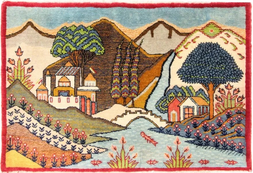 Kashan Tappeto 90x60 (Iran) Annodato A Mano