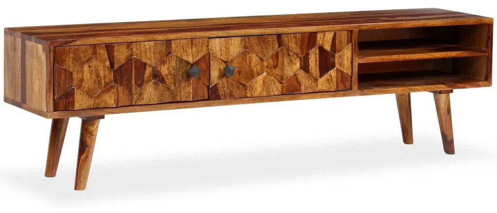 Mobile Porta Tv İn Legno Massello Di Sheesham 140x30x40 Cm /