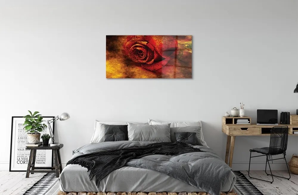 Quadro su vetro Immagine della rosa 100x50 cm 2 appendini