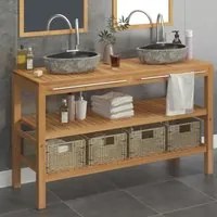 Mobile Bagno in Massello di Teak con Lavabi in Pietra di Fiume cod mxl 65128