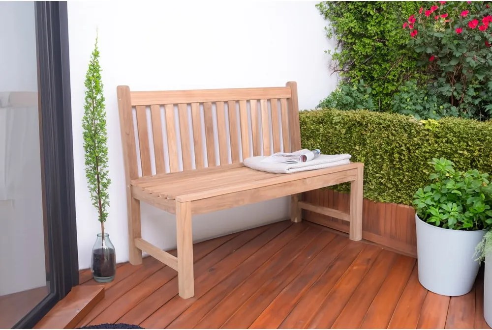 Panca da giardino di colore naturale in legno massiccio Solo – Garden Pleasure