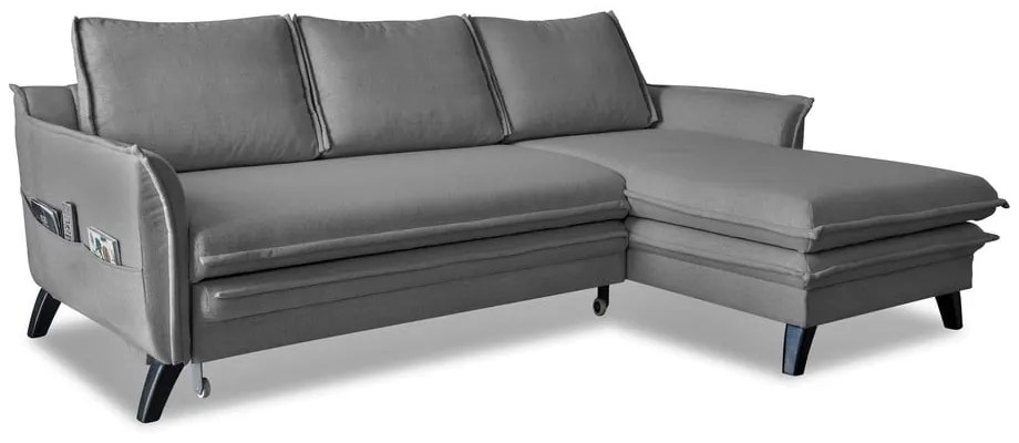 Divano letto grigio ad angolo, angolo destro Charming Charlie - Miuform