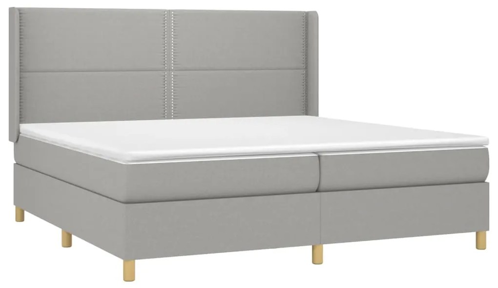 Letto a Molle Materasso e LED Grigio Chiaro 200x200 cm Tessuto