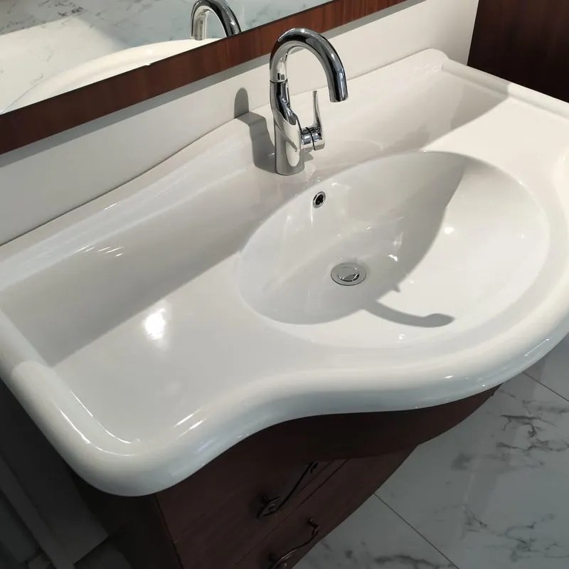 Mobile bagno da terra con lavabo L 104 x H 81 x P 56 cm noce 2 cassetti per vasca centrale Giotto
