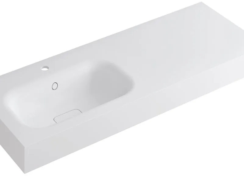 Lavabo a incasso rettangolare vasca a sinistra L 120.5 x H 15 x P 46 cm in resina bianco lucido