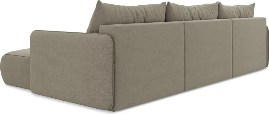 Divano angolare beige allungabile/con contenitore Nanea – Makamii