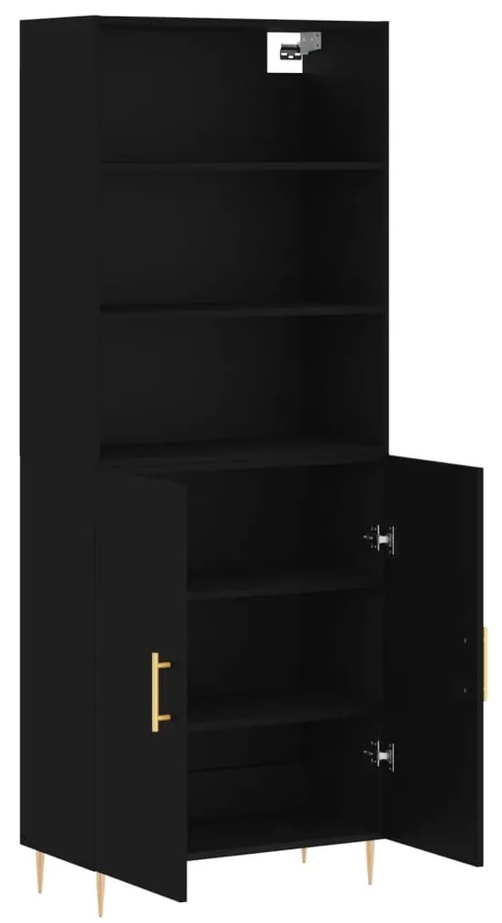 Credenza nera 69,5x34x180 cm in legno multistrato