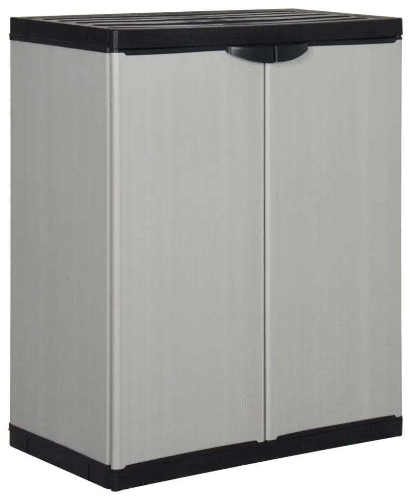 Armadietto Da Giardino Con 1 Ripiano Grigio E Nero 68x40x85 Cm /