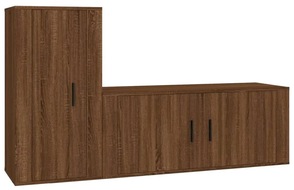Set mobili porta tv 2 pz rovere marrone in legno multistrato