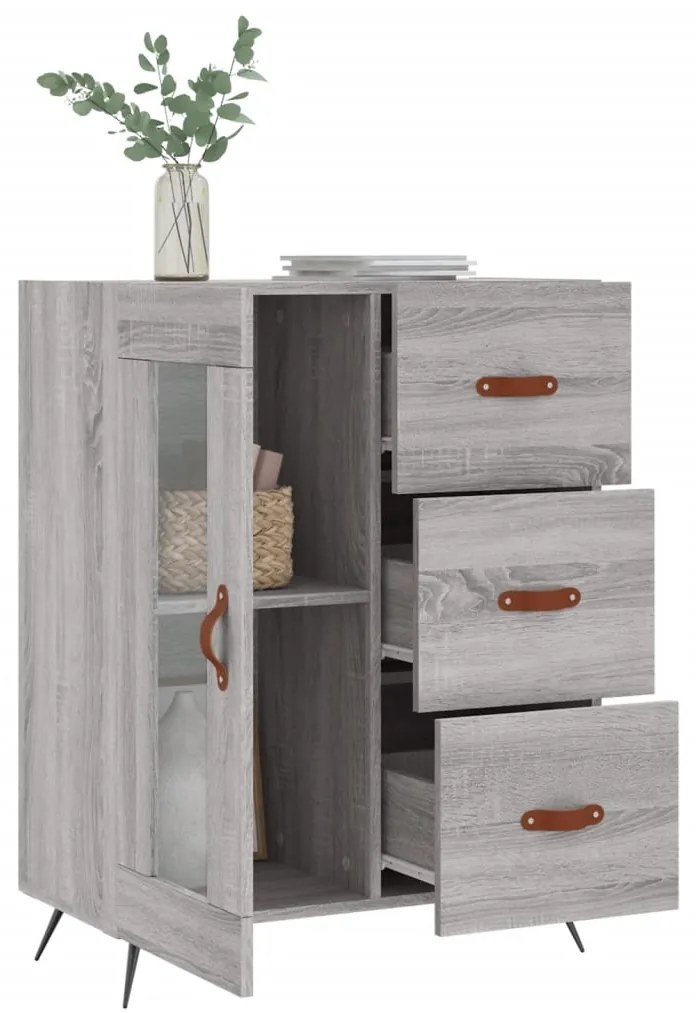 Credenza grigio sonoma 69,5x34x90 cm in legno multistrato