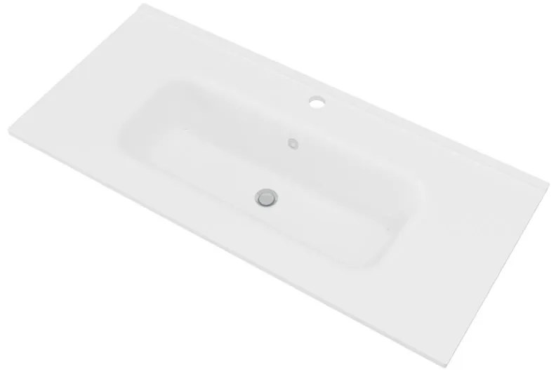 Lavabo da incasso con bordo a vista rettangolare Cielo L 100 x H 14 x P 46 cm in ceramica bianco lucido
