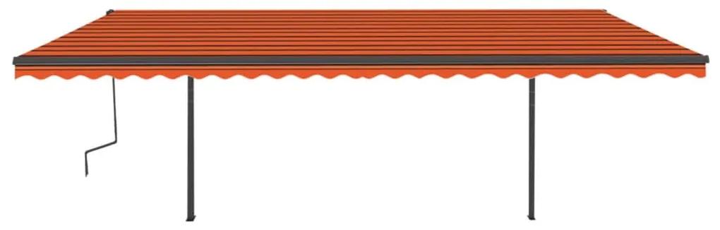 Tenda Retrattile Manuale con Pali 6x3,5 m Arancione e Marrone