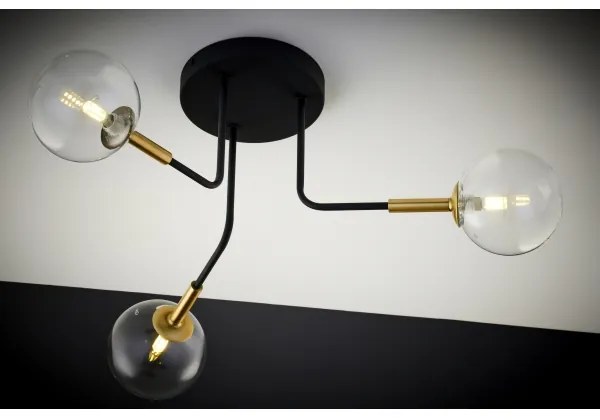 Jupiter 2039 - Lampadario a sospensione con supporto rigido BURANO 3xG9/10W/230V nero/oro/limpido