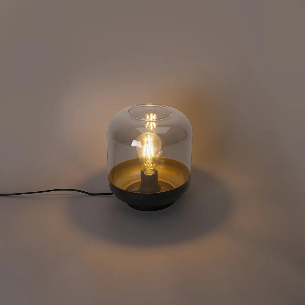 Lampada da tavolo di design nera con vetro oro e fumé - Kyan