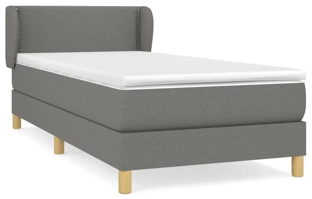 Giroletto a molle con materasso grigio scuro 100x200 cm tessuto