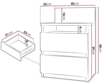 Comodino MALWA 59x40 cm bianco