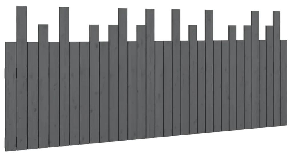Testiera da parete grigia 204x3x80 cm in legno massello di pino