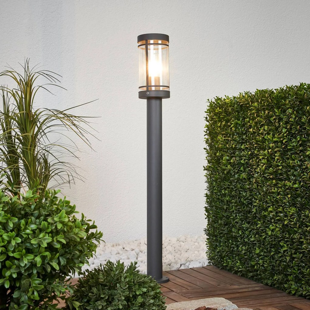 Lindby Djori lampada da parete, 80 cm, grigio scuro, acciaio inossidabile, E27