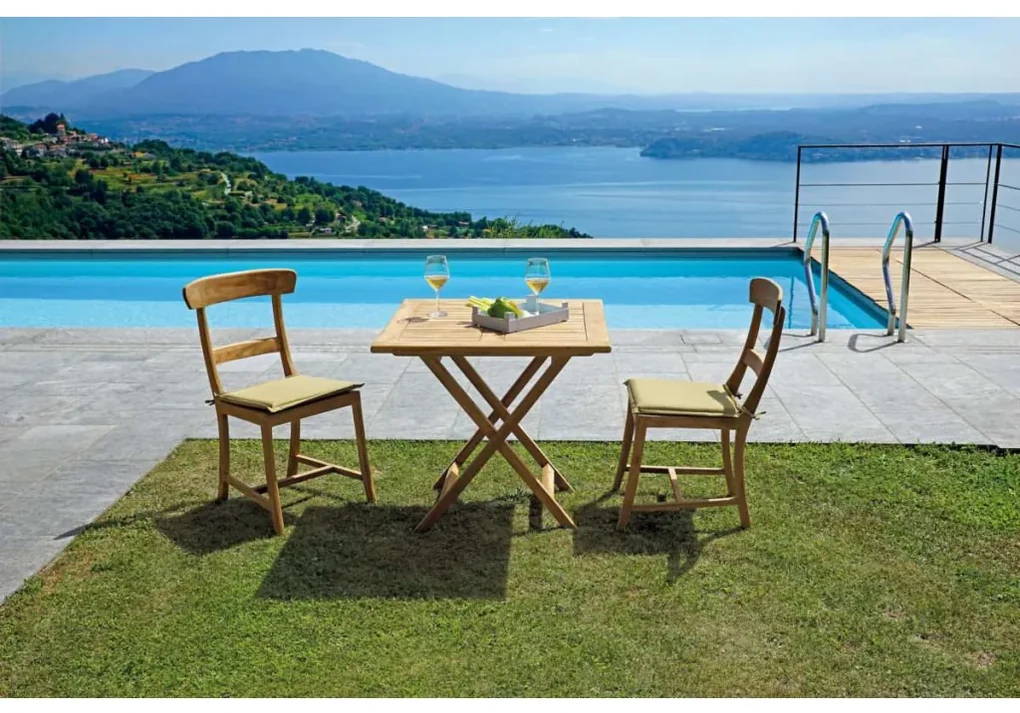 Set Bistrot 2 Sedie Con Tavolino Pieghevole Salvaspazio Legno Acacia E  Metallo Salottino Salotto Patio Giardino Balcone Esterno Piscina Marrone