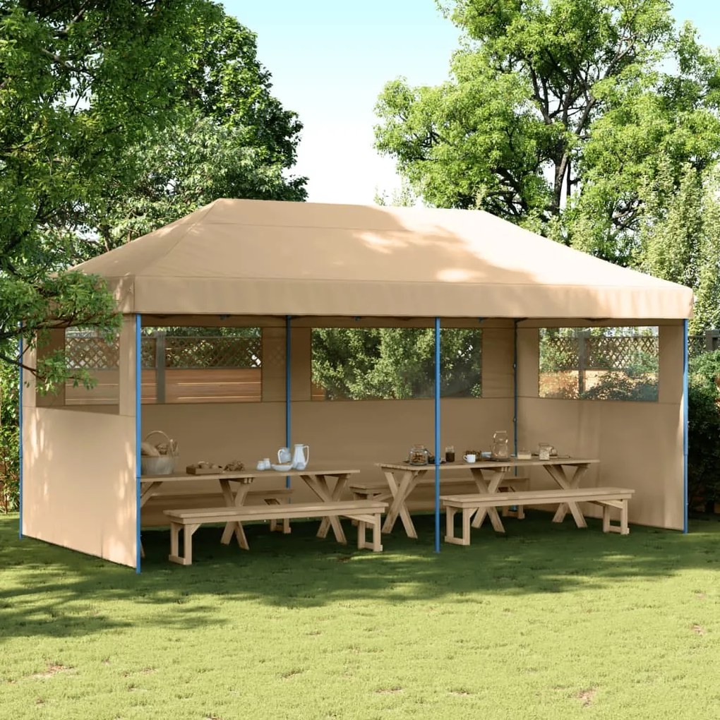 Tendone Per Feste Pieghevole Pop-up Con 3 Pareti Beige /