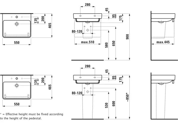 LAUFEN H8109620001041 - Lavabo da appoggio/sospeso PRO 55x46,5 cm ceramica/bianco