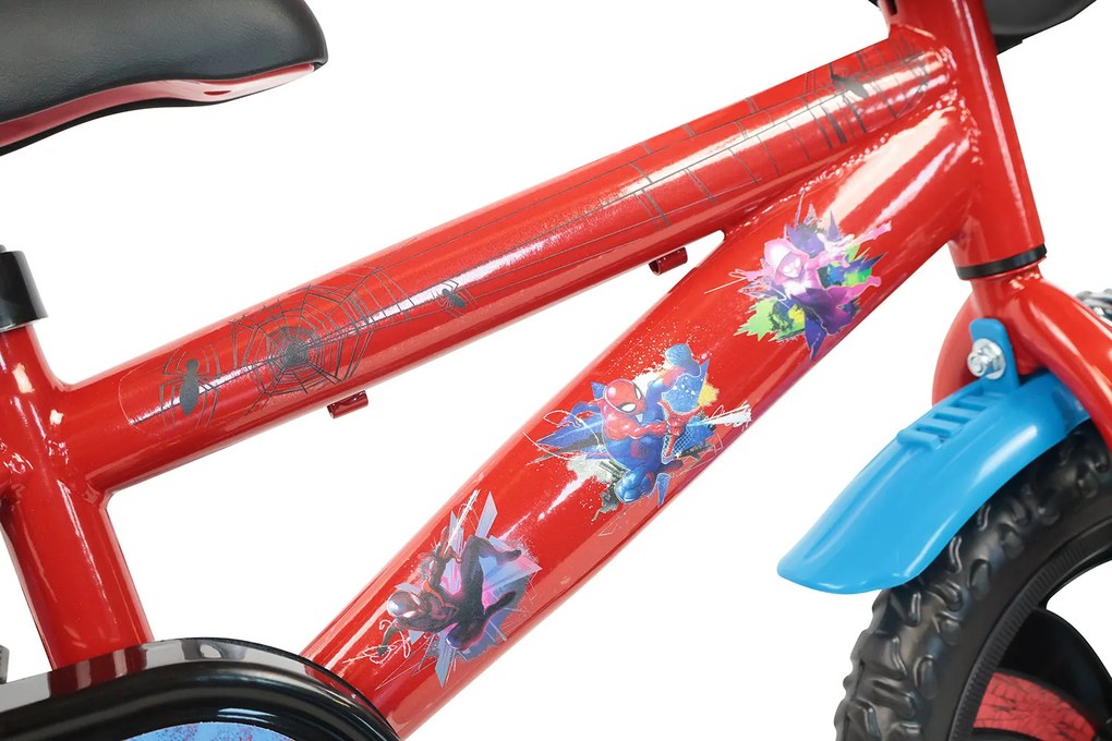 Bicicletta per Bambini 12" Marvel Spiderman Freno Caliper e Stabilizzatori in Acciaio Hi-Ten Rosso...