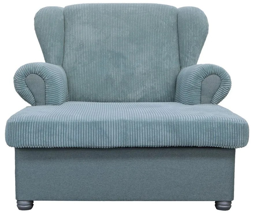 Chaise longue blu polveroso con rivestimento in velluto a coste Lord – Ropez