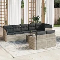 Set Divano da Giardino 9pz con Cuscini Grigio Chiaro Polyrattan 3219222