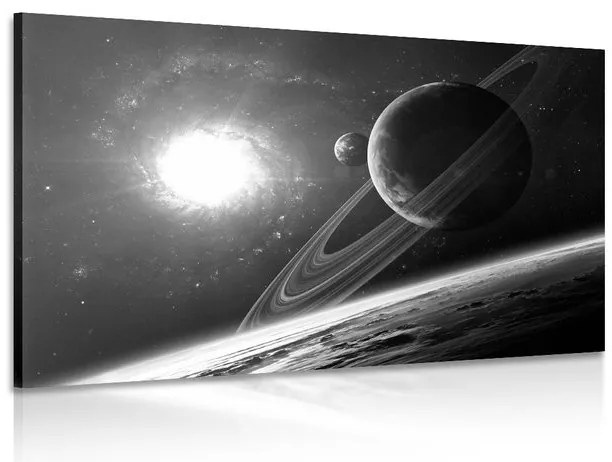Quadro su tela – Pianeta nello spazio in bianco e nero
