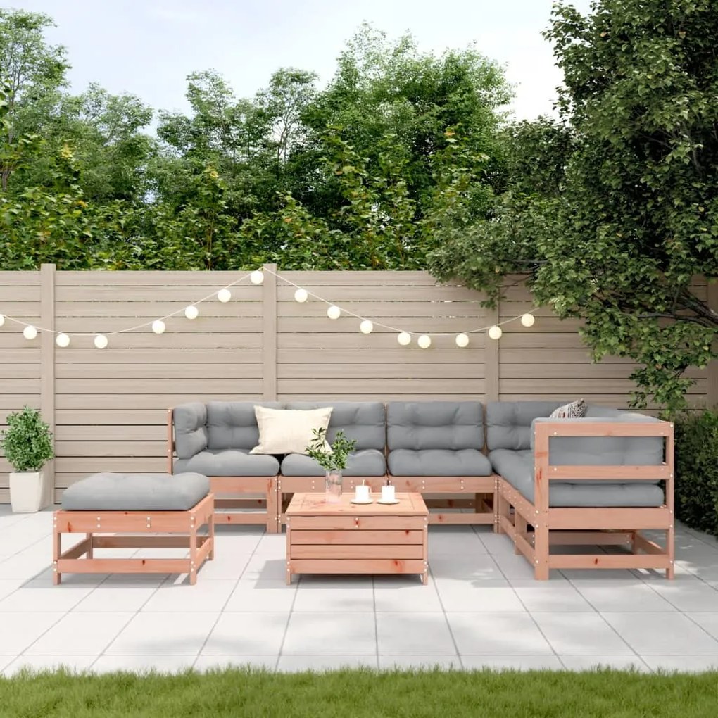 Set divani giardino 8 pz con cuscini legno massello di douglas