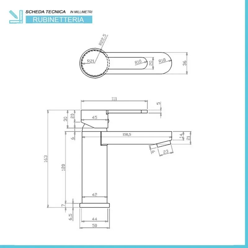 Set miscelatori lavabo bidet vasca con duplex Iole in ottone cromato