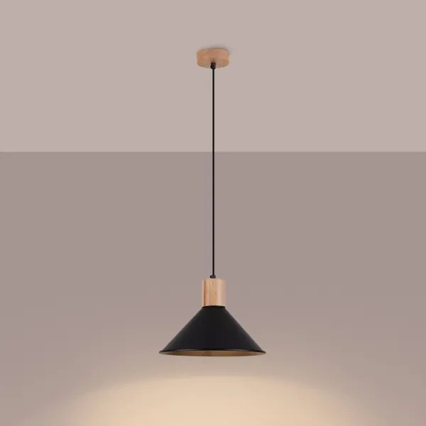Sollux SL.1320 - Lampadario a sospensione con filo JAGA 1xE27/15W/230V diametro 30 cm nero