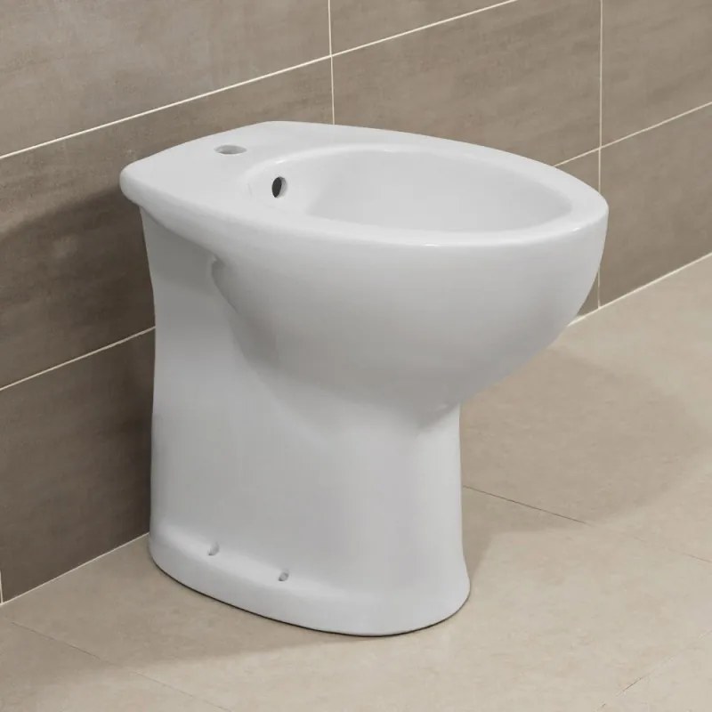 Bidet per Anziani e Disabili in Ceramica Bianco scarico pavimento