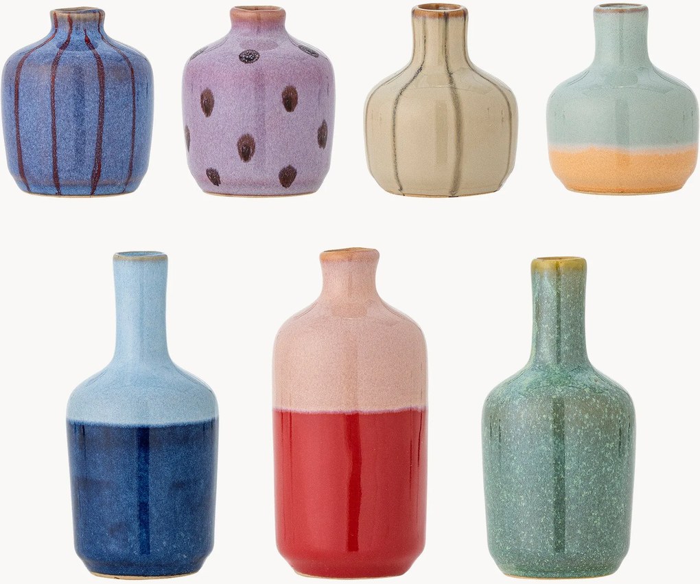 Set di 7 vasi in gres dipinti a mano Maien, alt. 14 cm