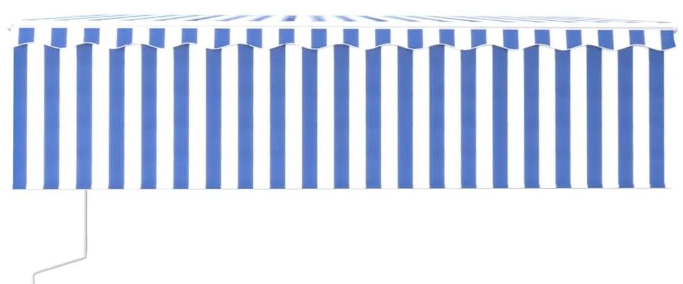 Tenda Sole Retrattile Automatica Parasole 5x3 m Blu Bianco