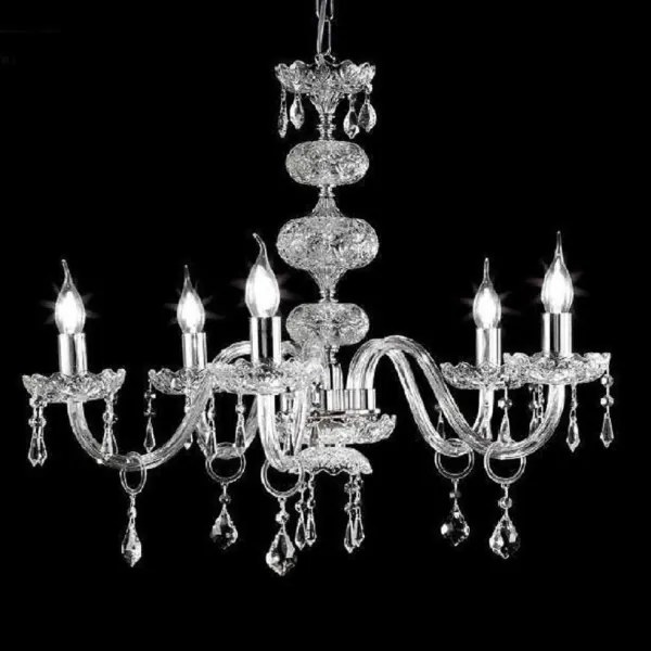 Lampadario sospeso DALLAS D75 cm in cristallo con finiture cromo 5 luci