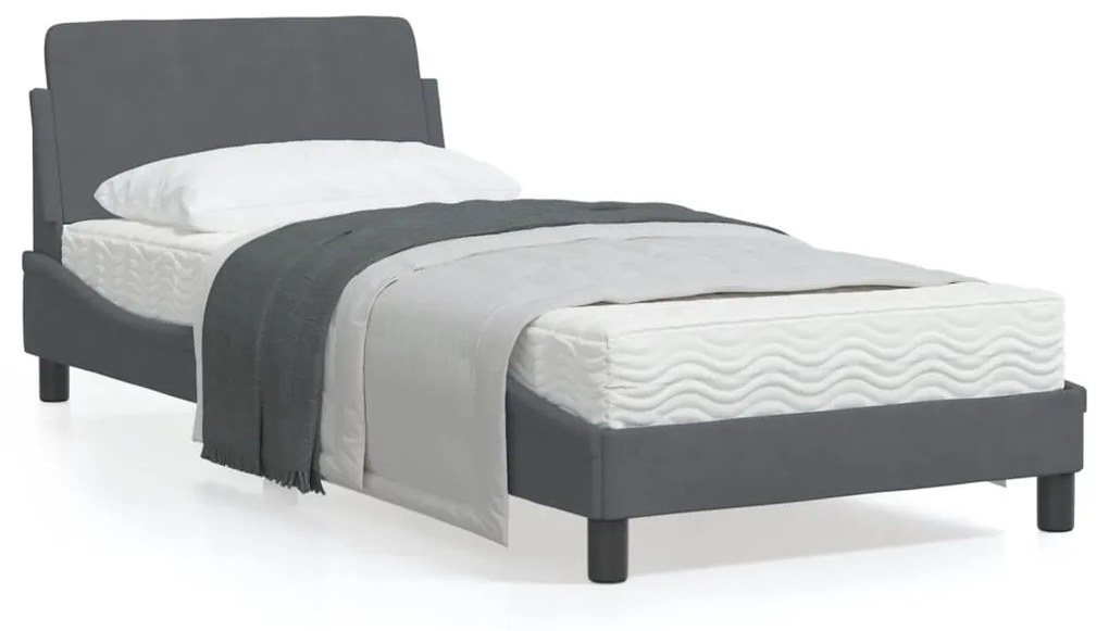 Giroletto Senza Materasso Grigio Scuro 90x200 Cm Velluto /