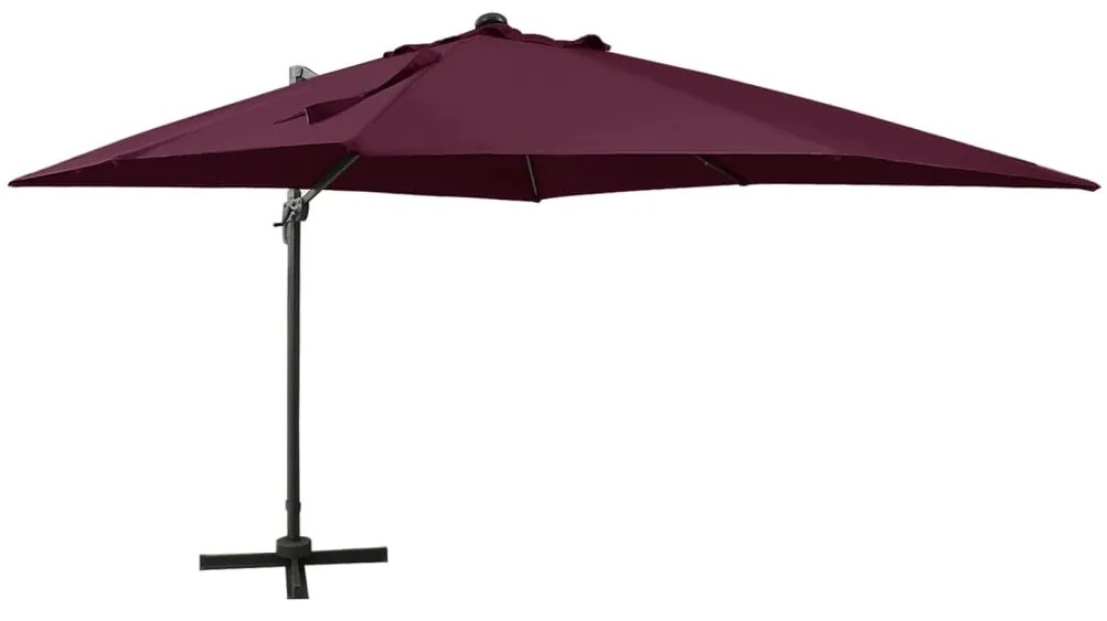 Ombrellone A Sbalzo Con Palo E Luci A Led Bordeaux 300 Cm /