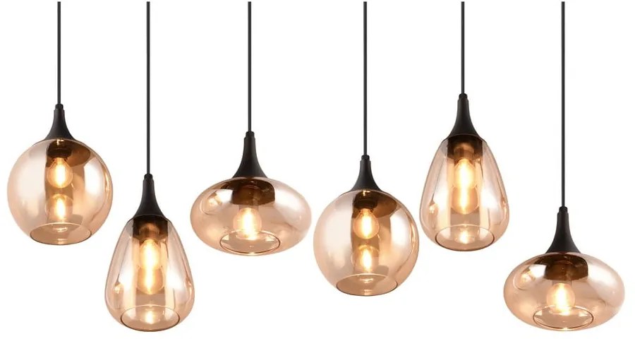 Lampada a sospensione nero-arancio con paralume in vetro Lumina - Trio