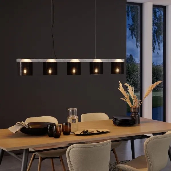 Briloner - Lampadario a sospensione con filo LURI 5xE14/25W/230V albero di caucciù