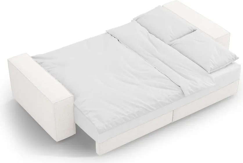 Divano letto bianco in tessuto bouclé 247 cm Jodie - Micadoni Home