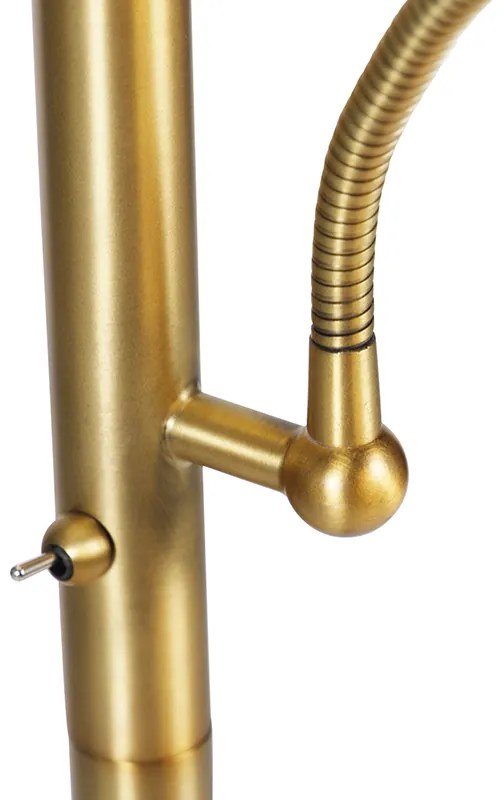 Lampada da terra classica bronzo con paralume in tessuto bianco e lampada da lettura - Retro